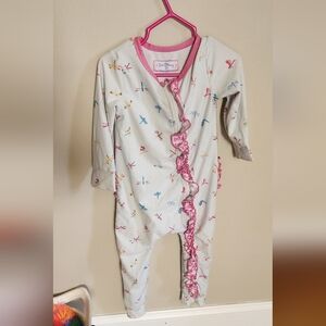Sweet Honey White Pajama Set with Pink Ruffles and Dragonfly Print